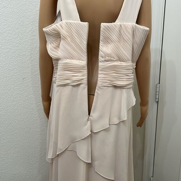 Alyce Champagne Cream Tiered Wrap Dress Jacket Wedding Embroidered Bead Diamond - Picture 9 of 16